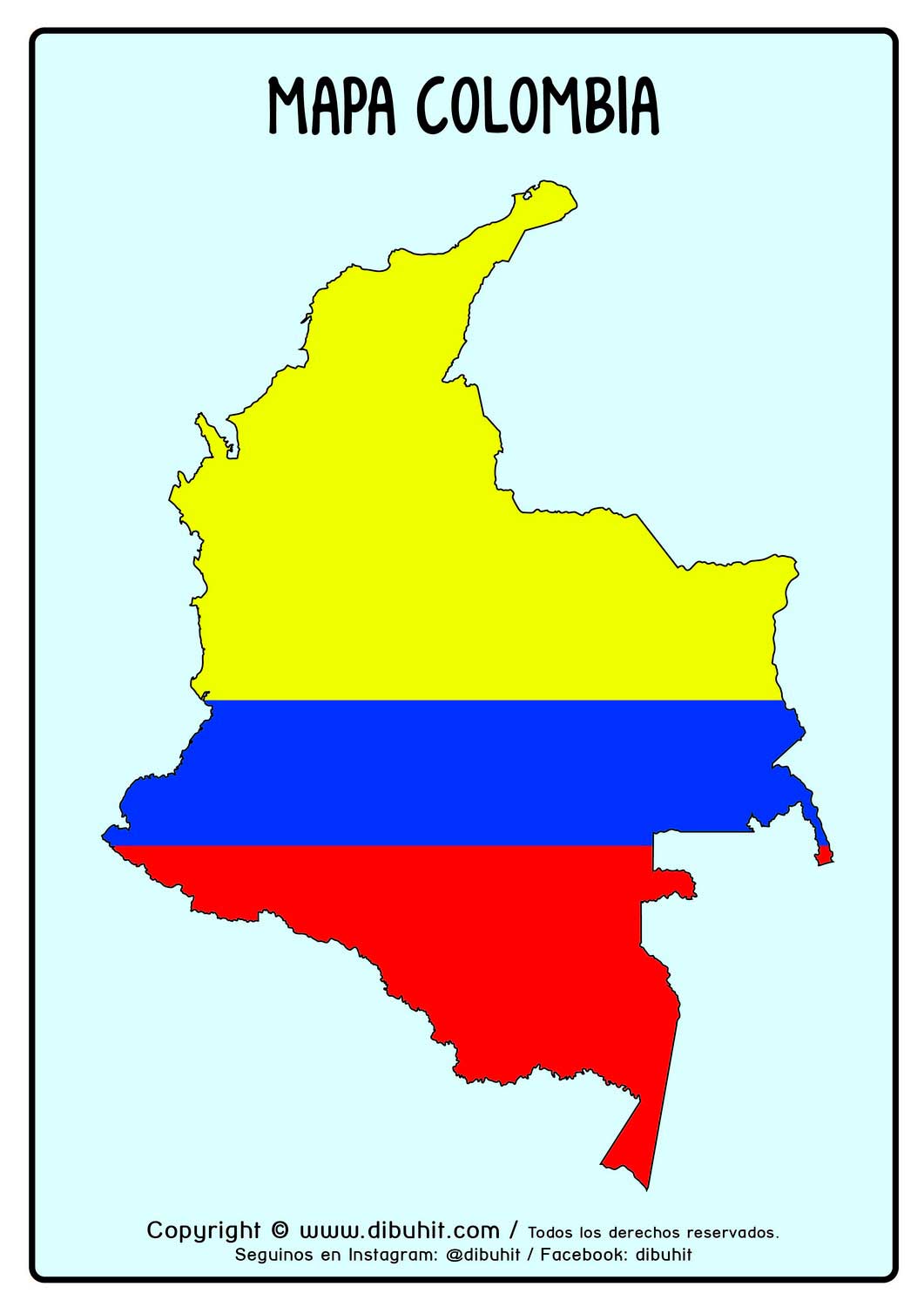 Mapa de Colombia con bandera color