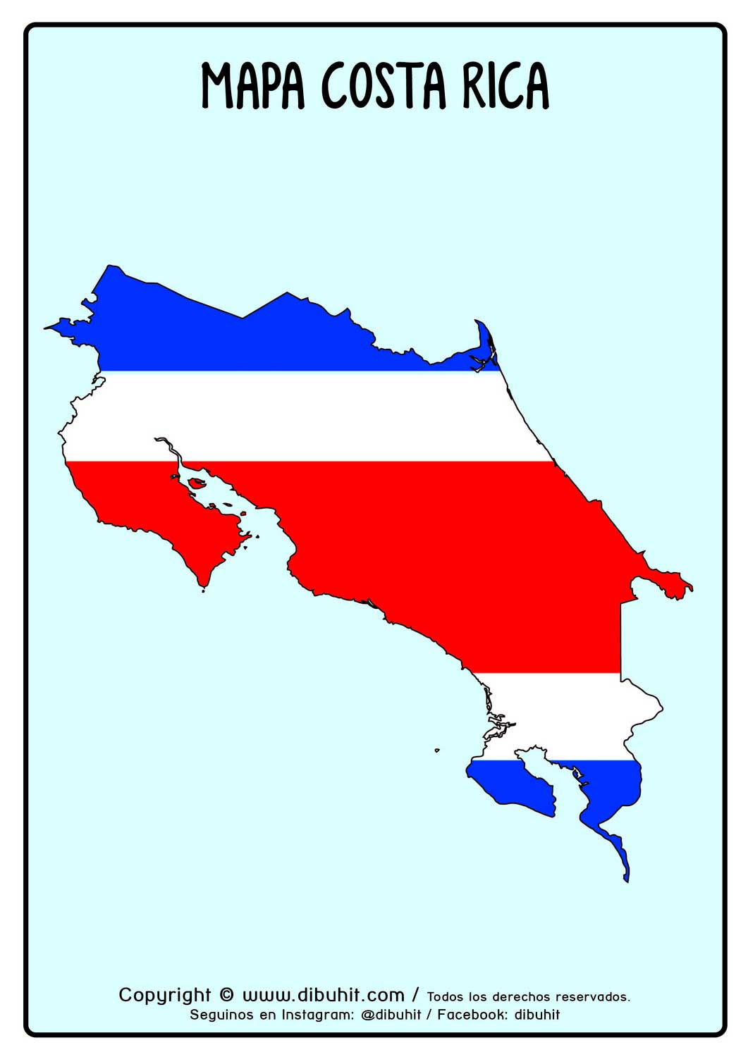 Mapa de Costa Rica con bandera color