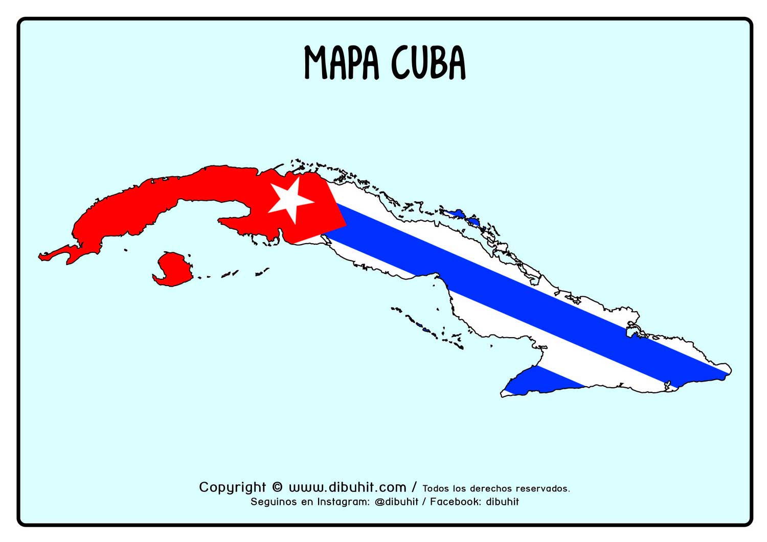 Mapa de Cuba con bandera color