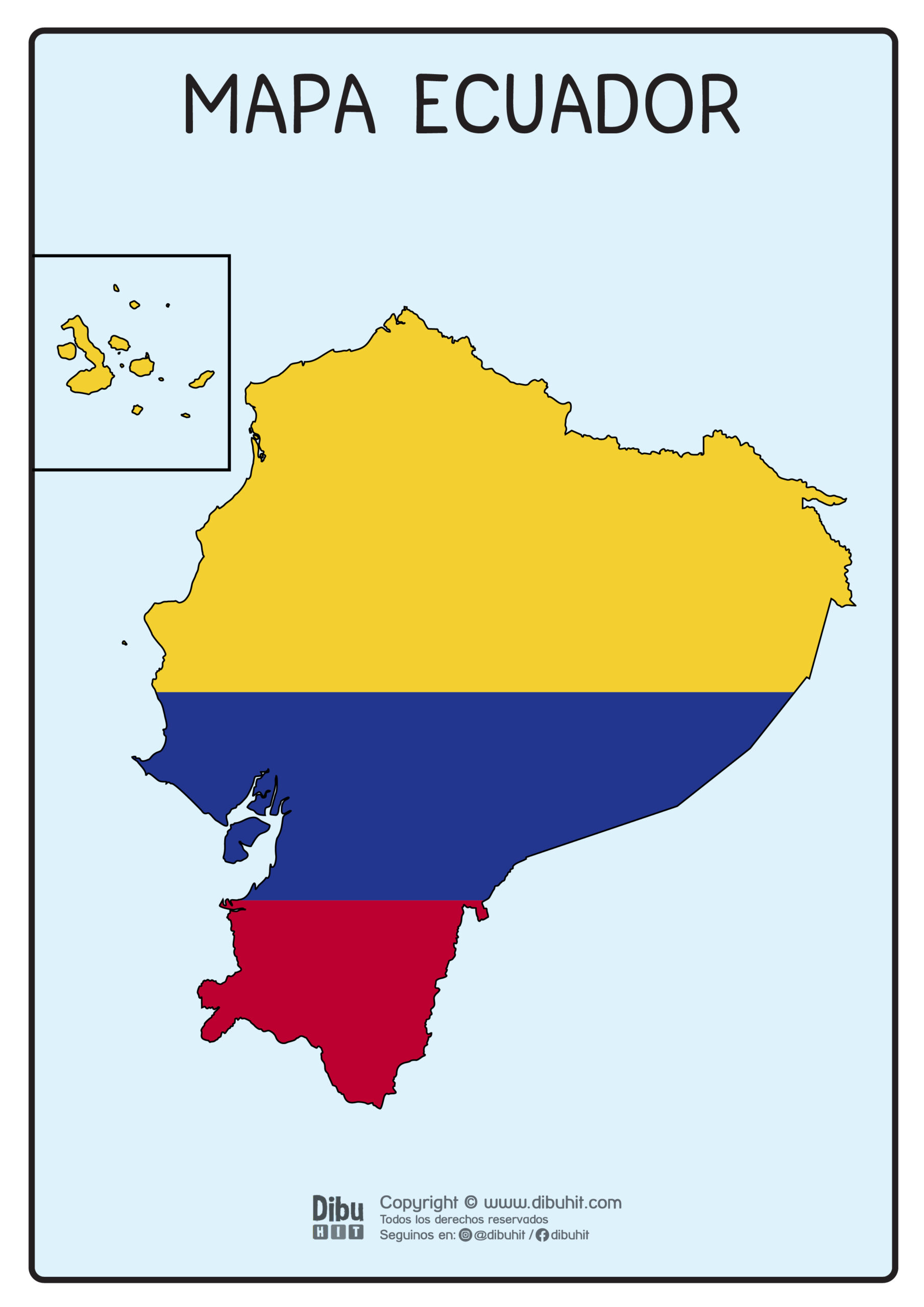 Mapa de Ecuador con bandera color