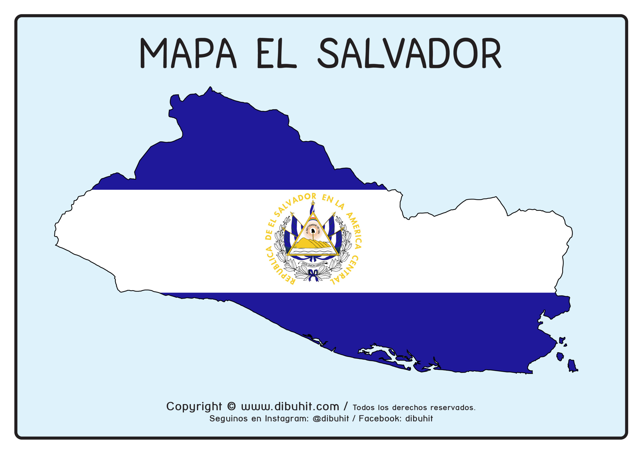 Mapa de El Salvador con bandera color