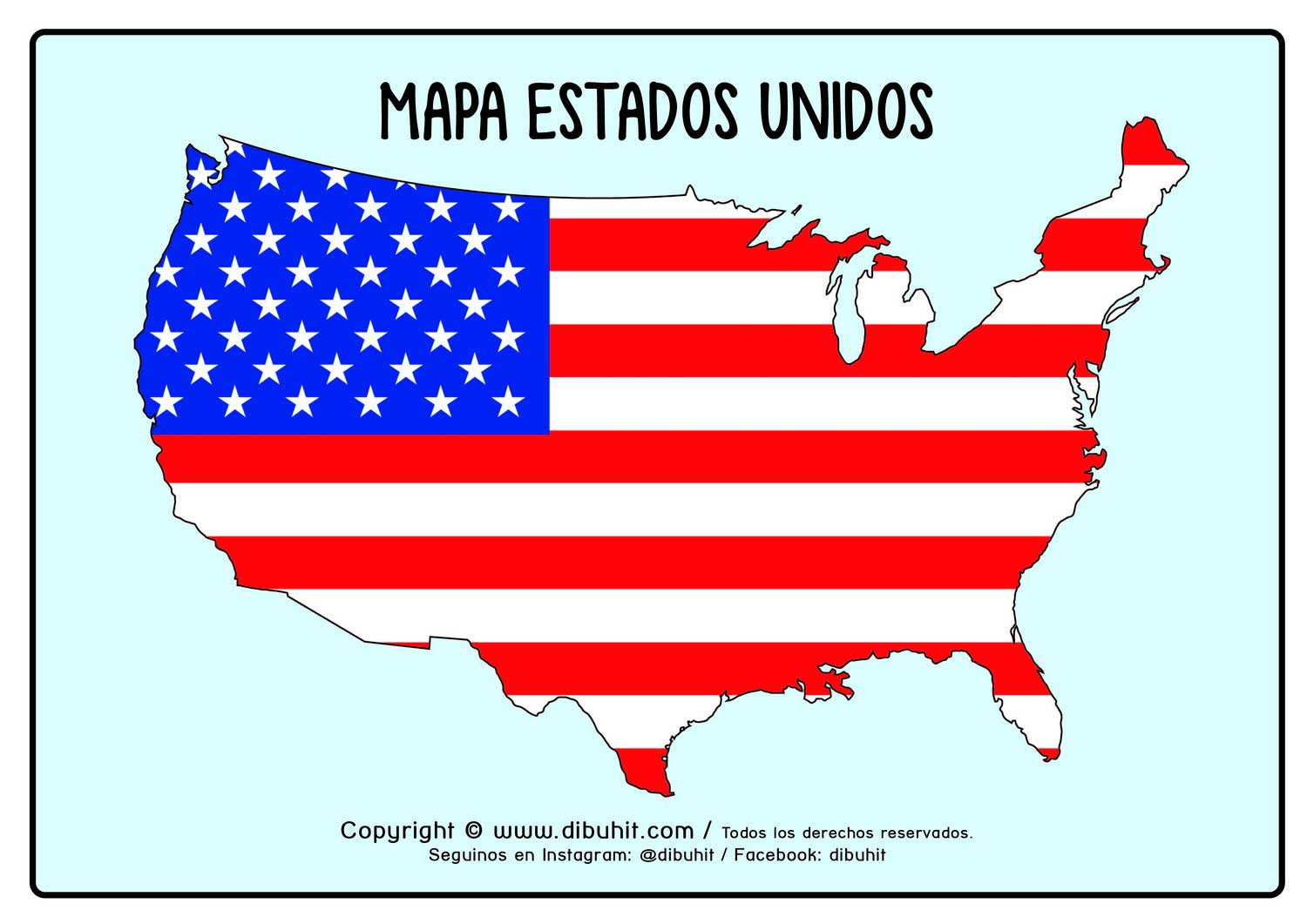 Mapa de Estados unidos con bandera color