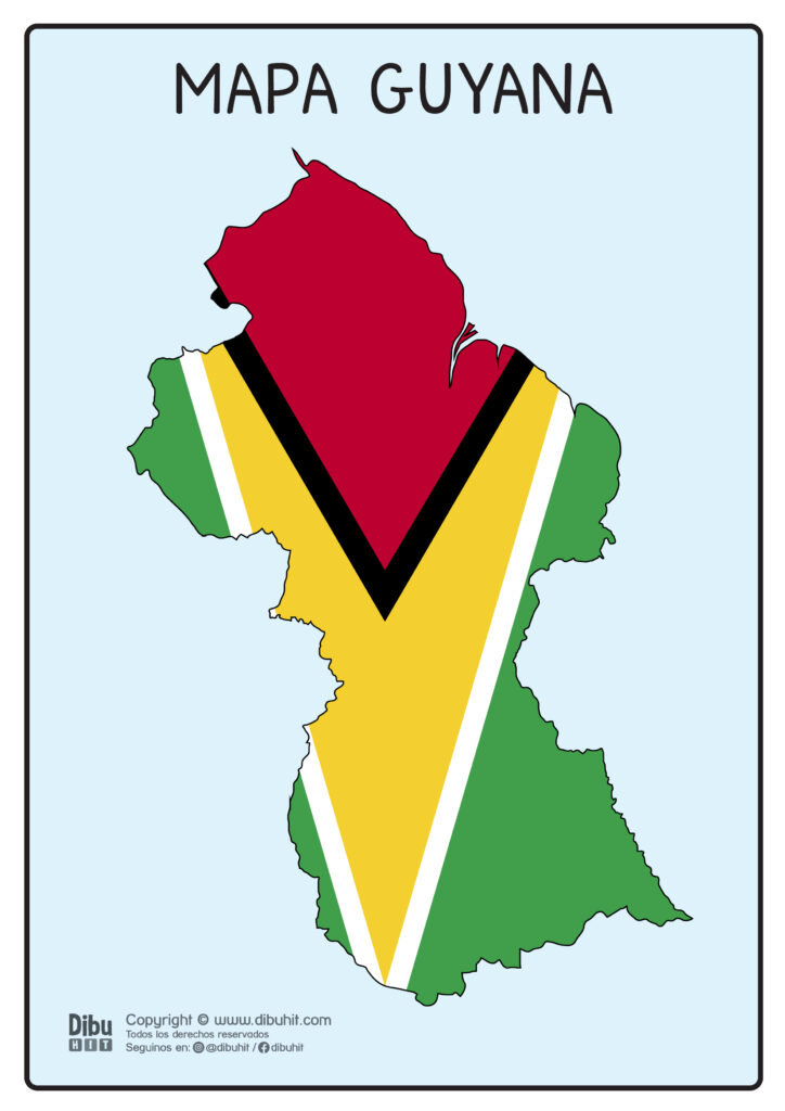 Mapa de Guyana con bandera color