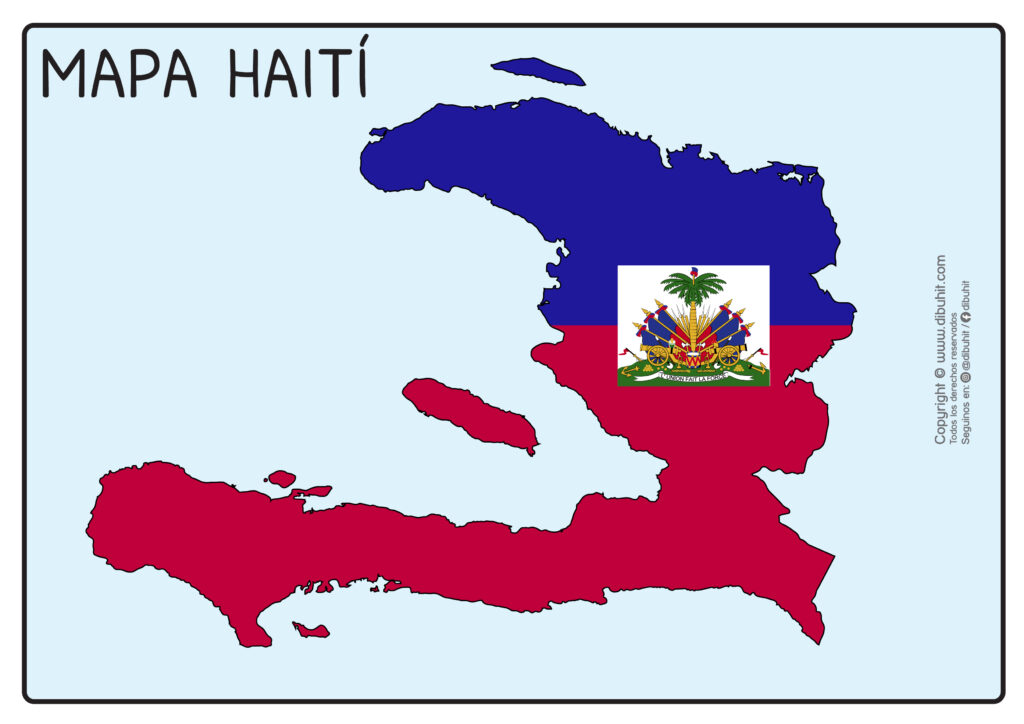 Mapa de Haiti con bandera color