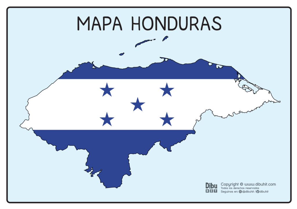 Mapa de Honduras con bandera color