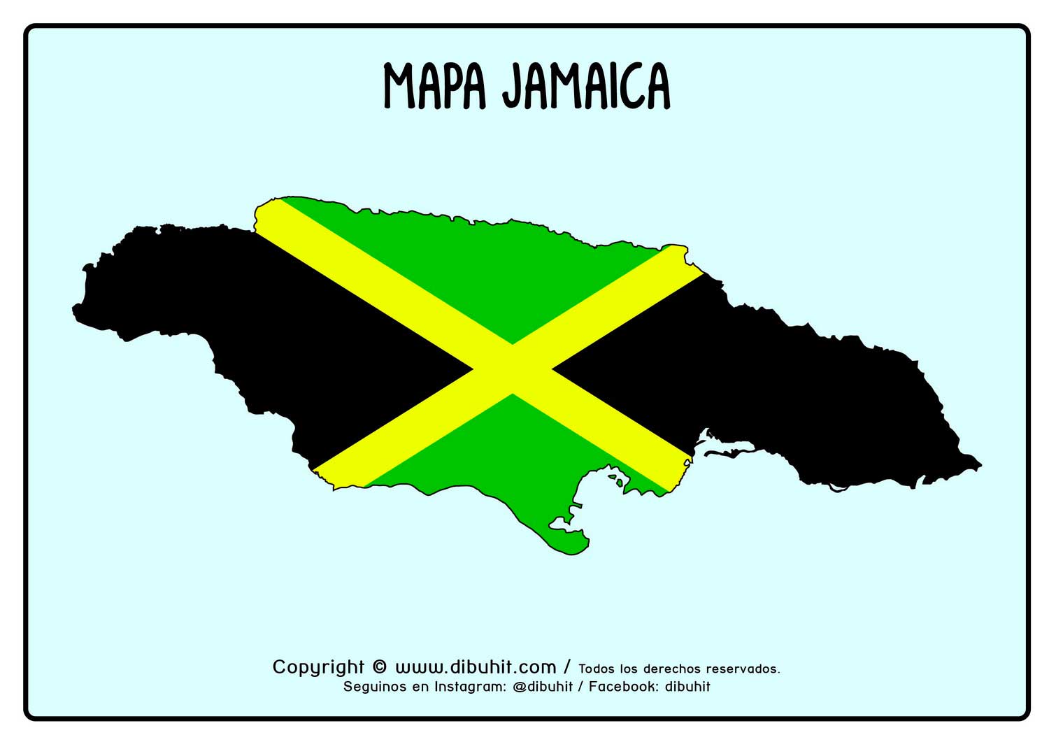 Mapa de Jamaica con bandera color