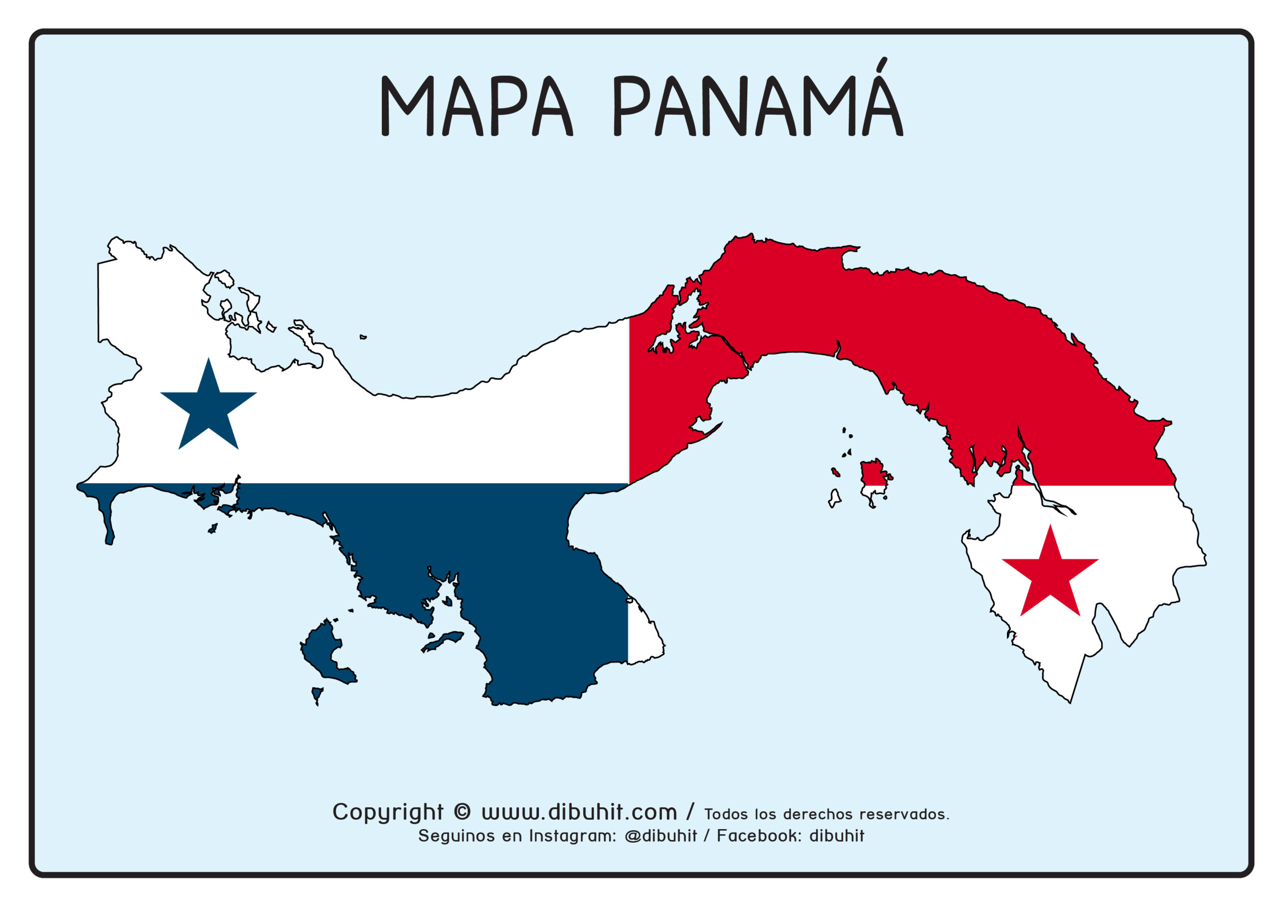 Mapa de Panama con bandera color