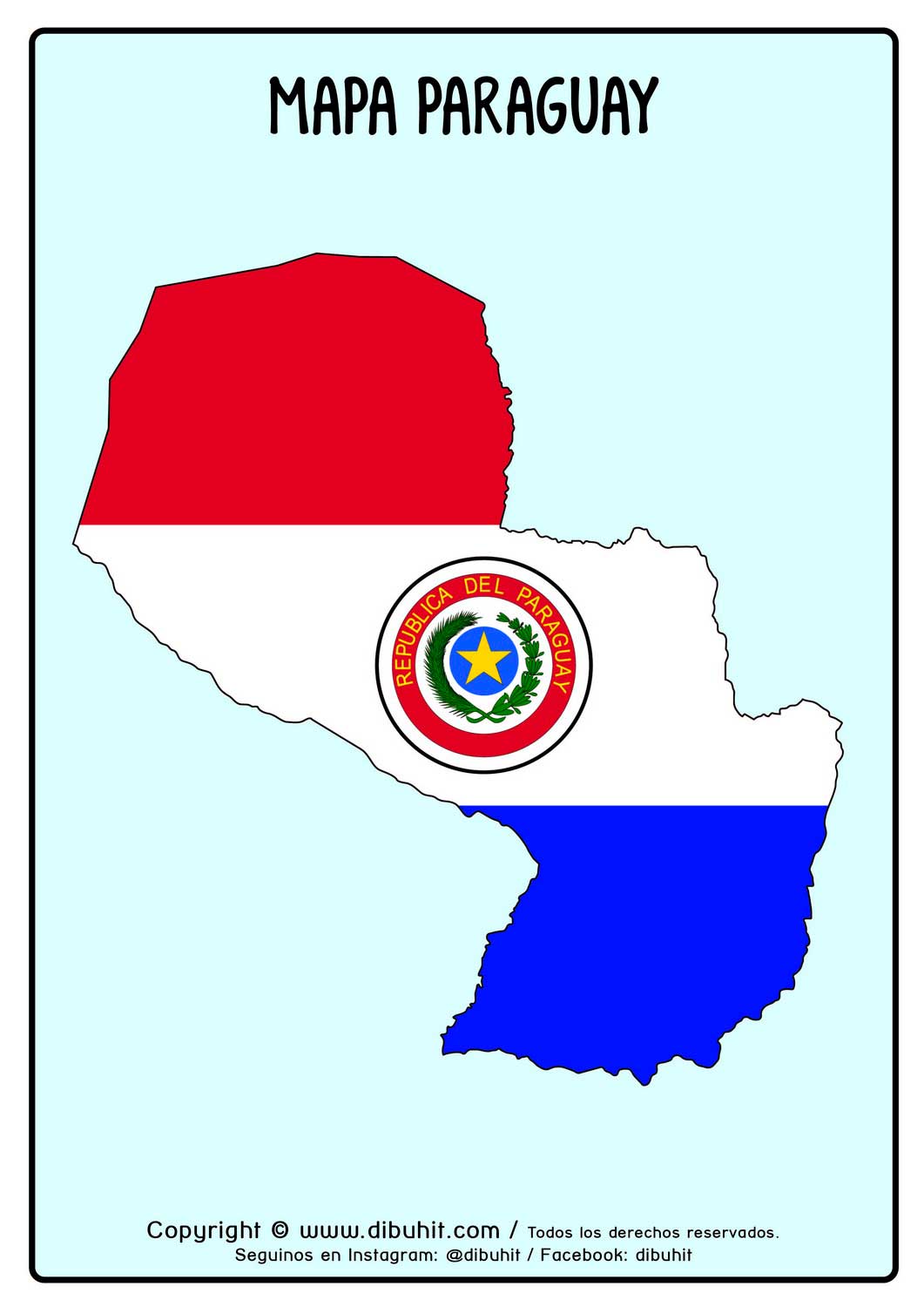 Mapa de Paraguay con bandera color