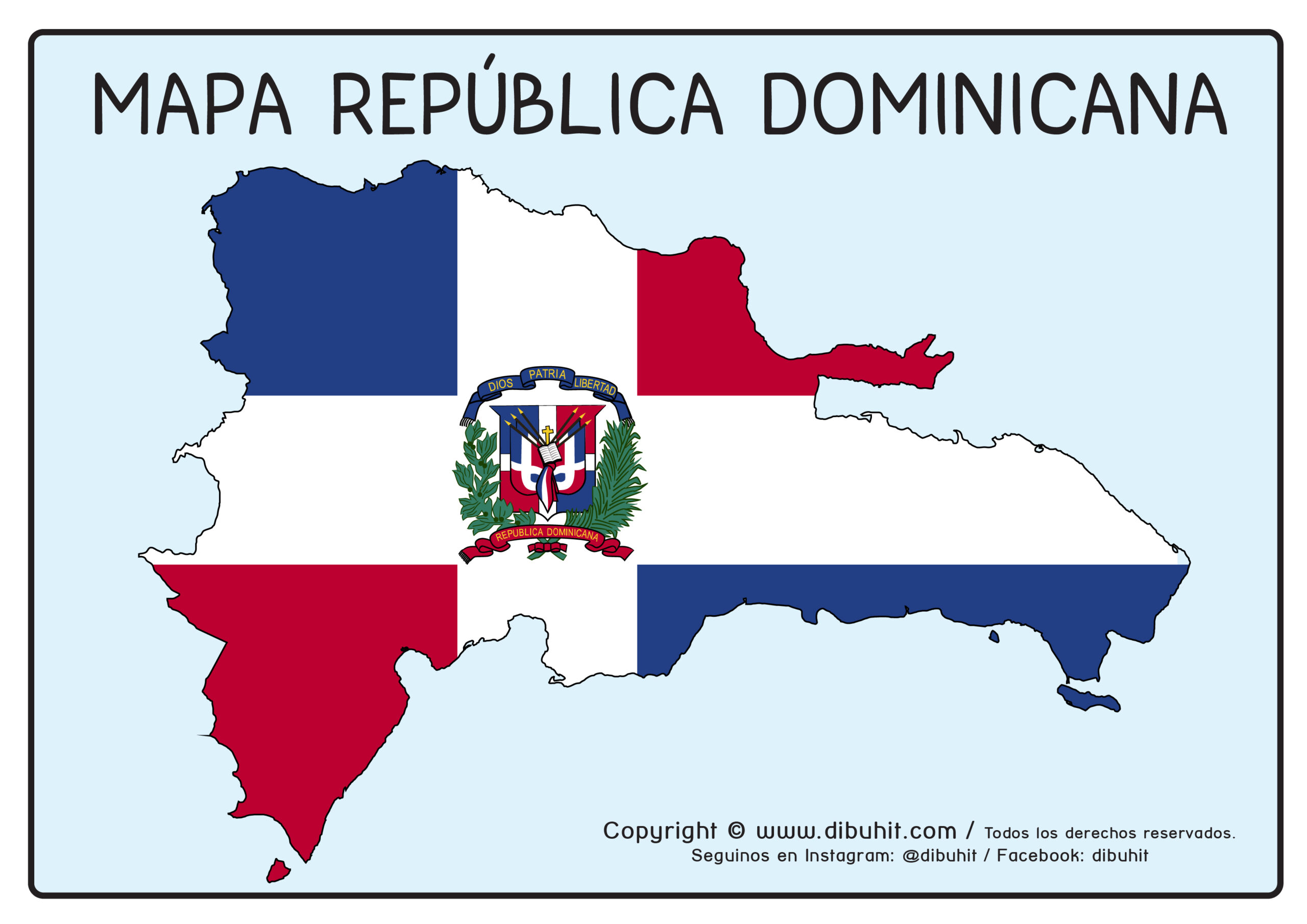 Mapa de Republica Dominicana con bandera color