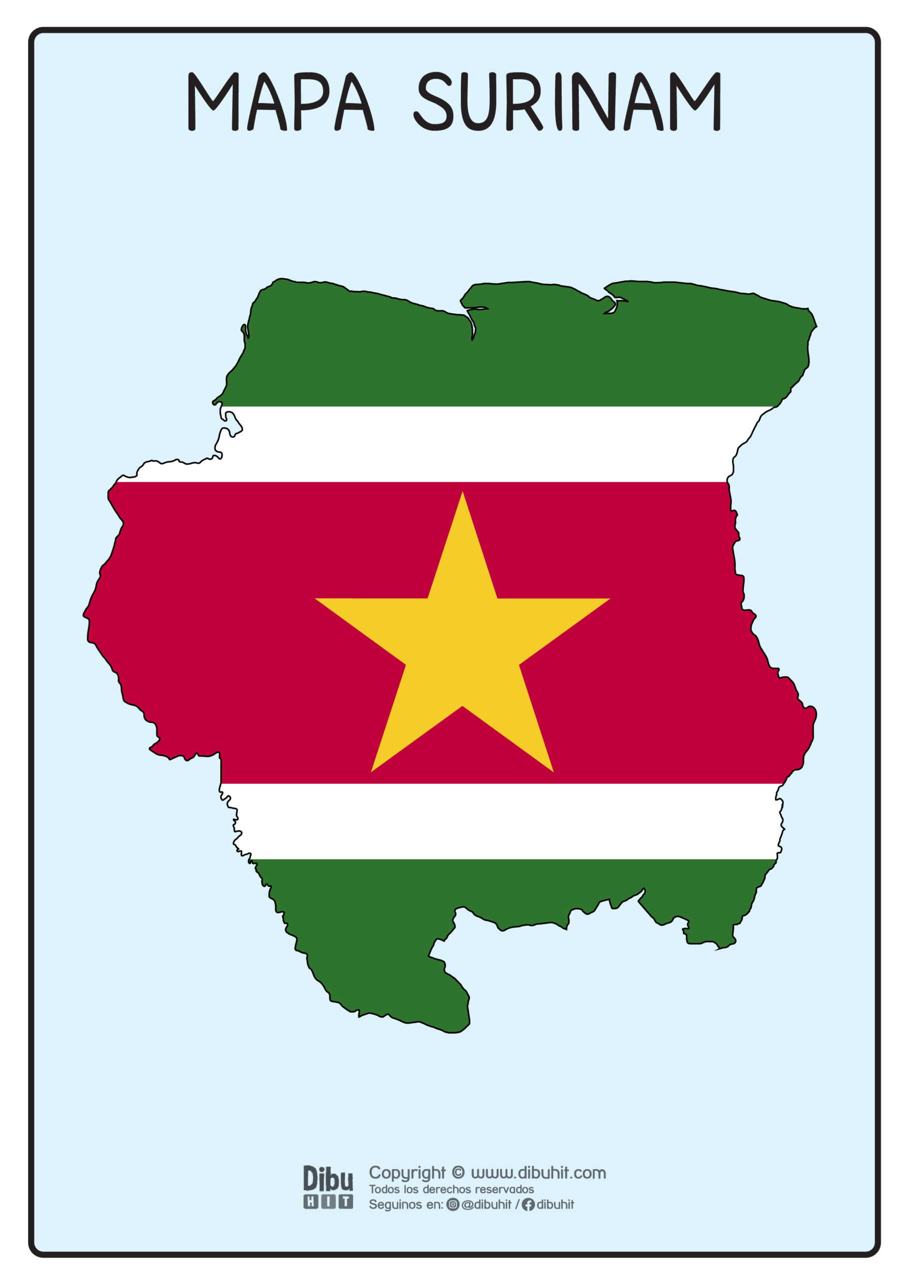 Mapa de Surinam con bandera color