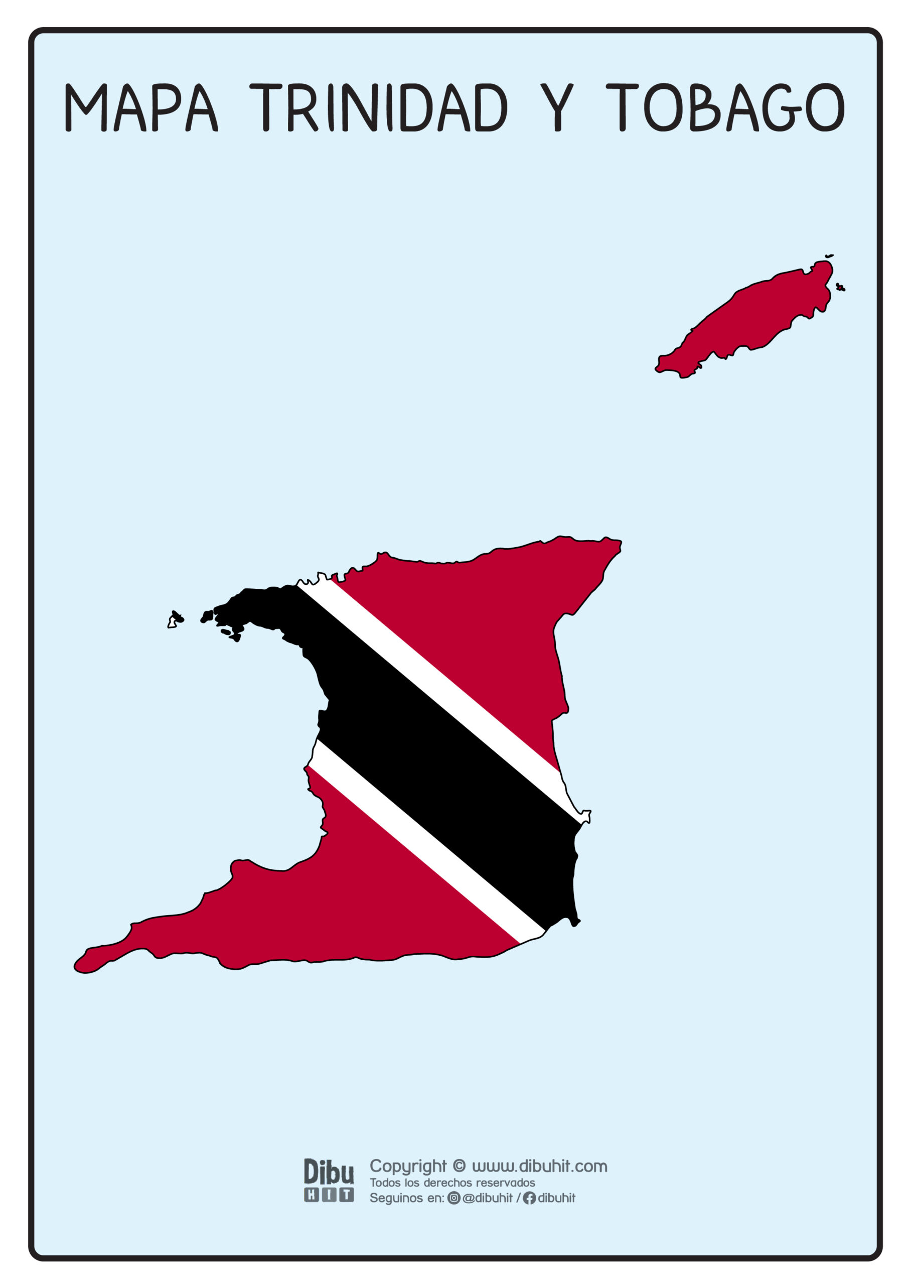 Mapa de Trinidad y Tobago con bandera color