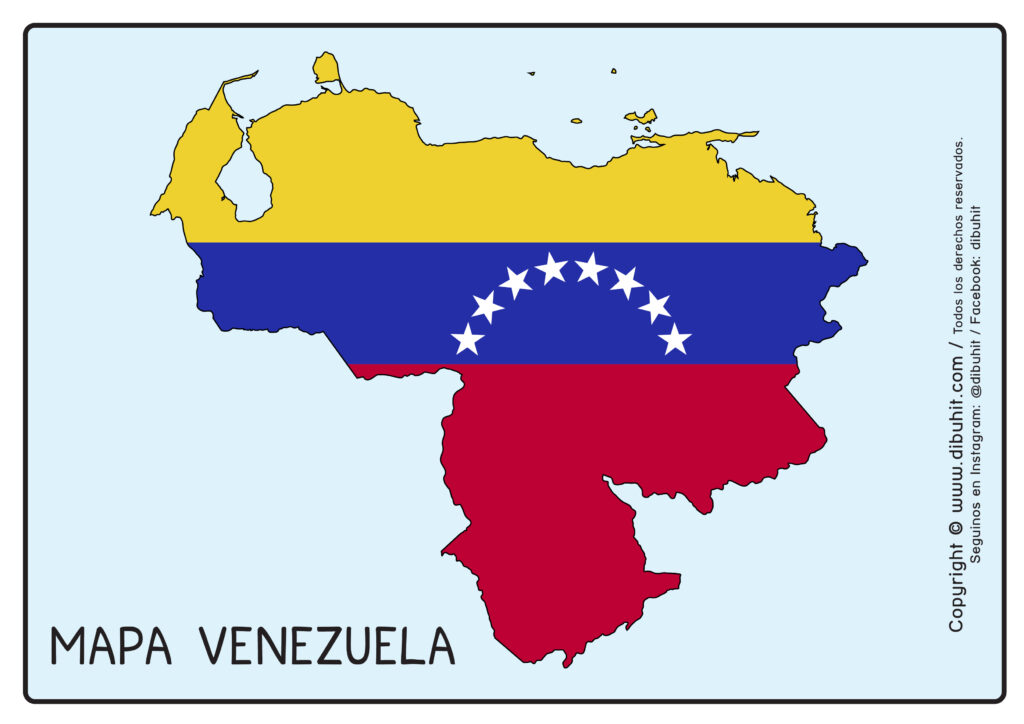 Mapa de Venezuela con bandera color