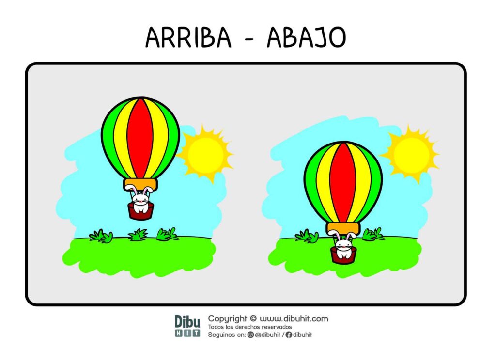 lamina didactica globos con conejos sol arbustos