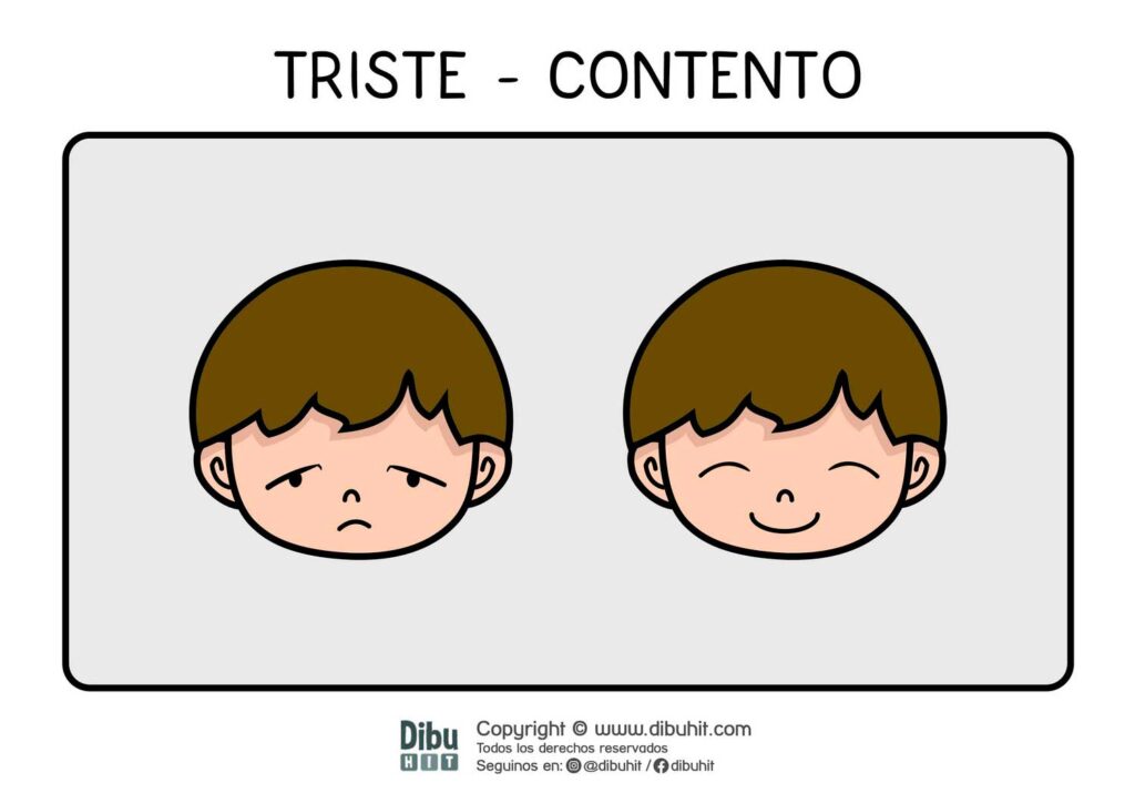 lamina didactica sentimientos triste contento niños