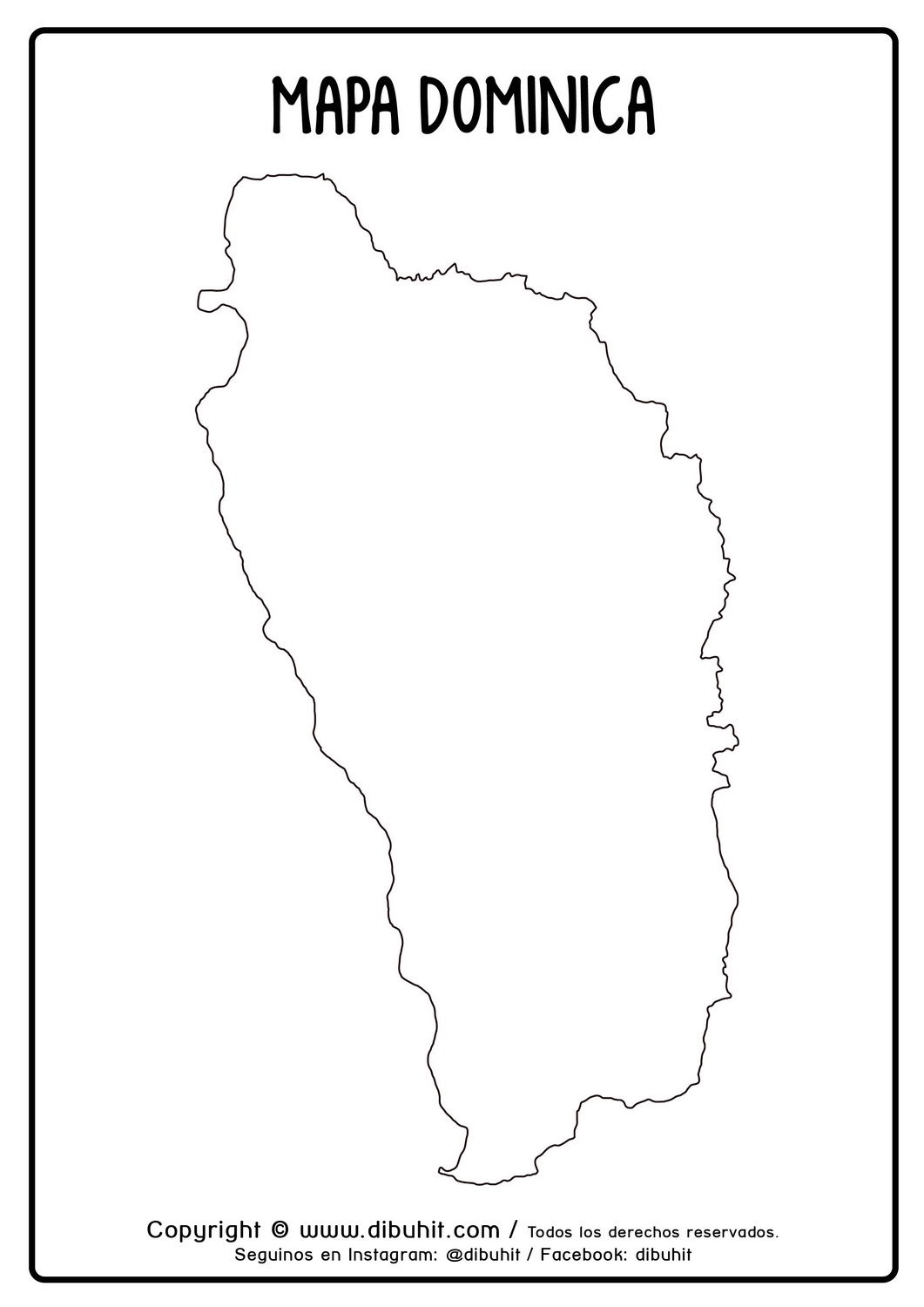 Dibujo de mapa de Dominica para colorear