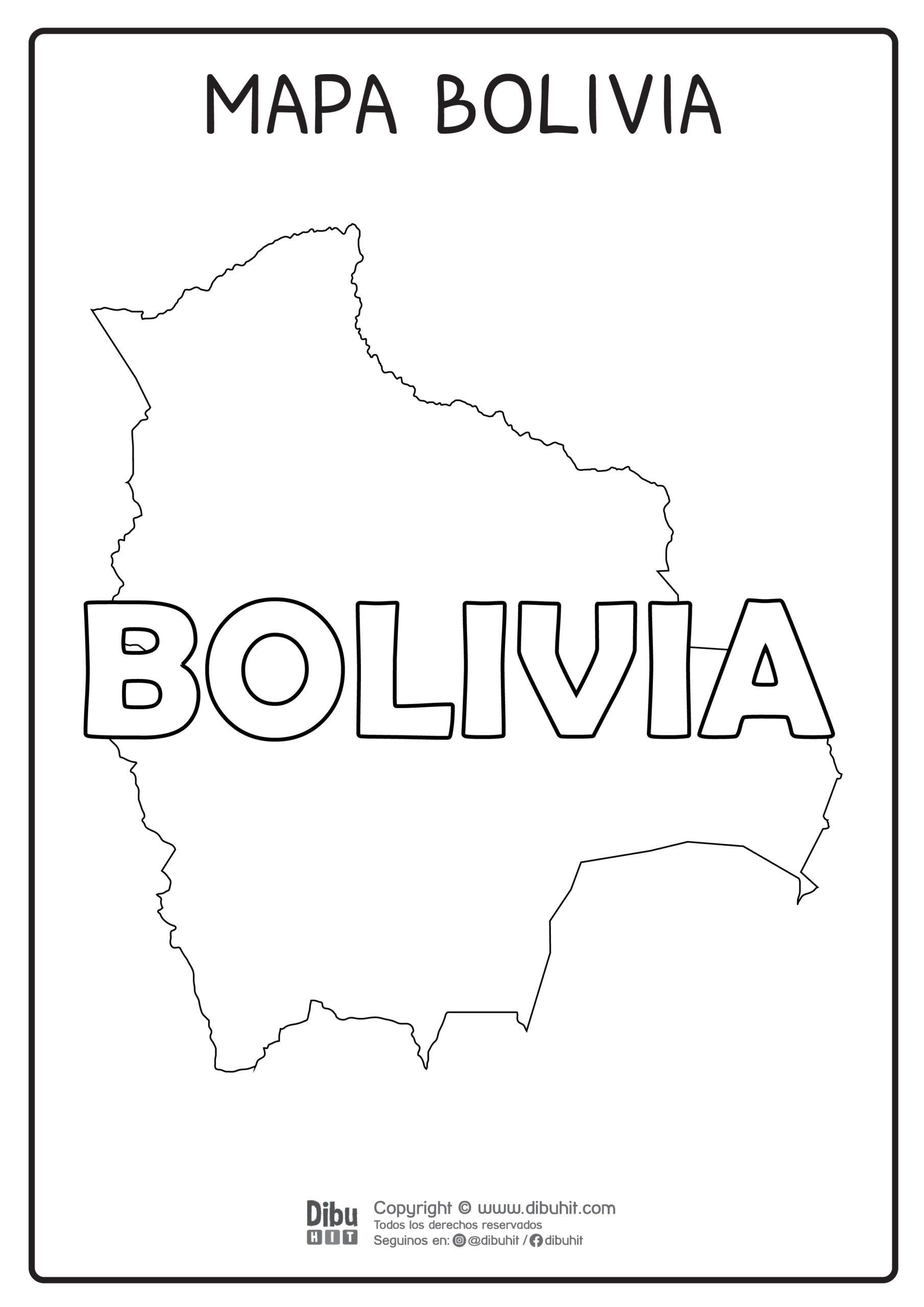 Dibujo de mapa y nombre de bolivia para colorear
