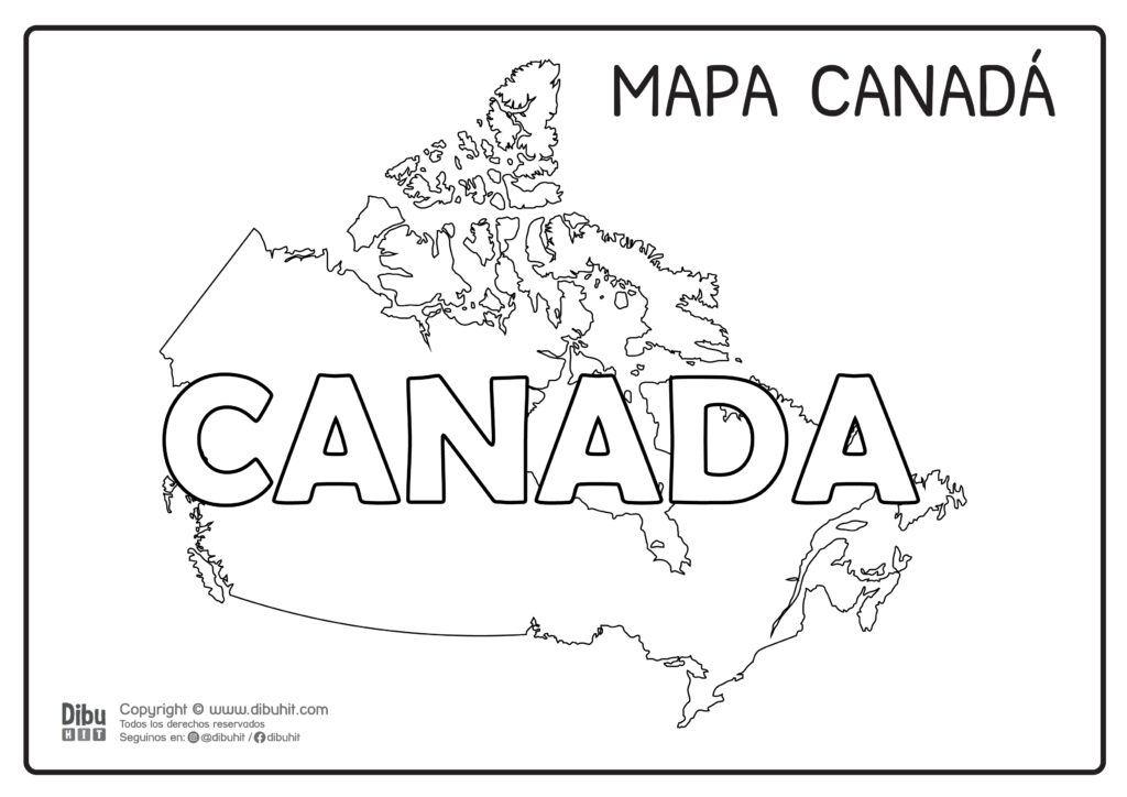 Dibujo de mapa y nombre de canada para colorear