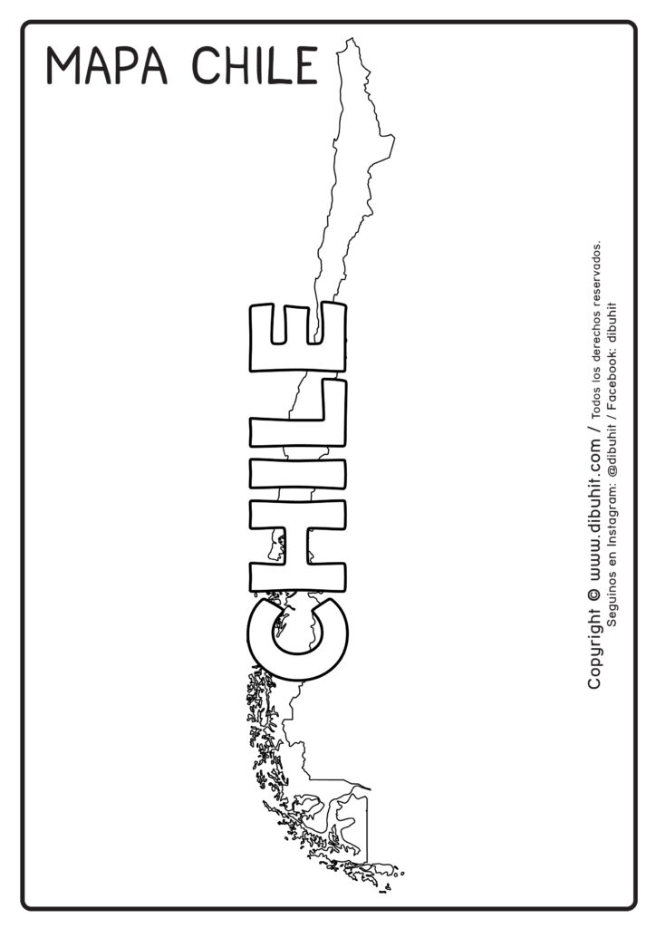 Dibujo de mapa y nombre de chile para colorear