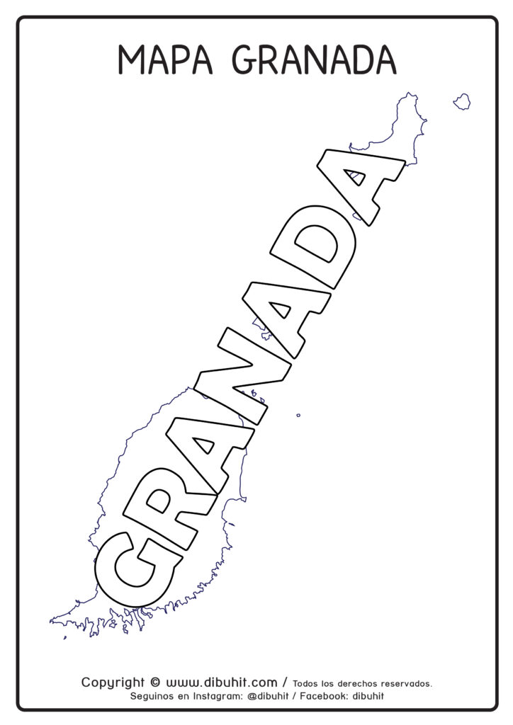 Dibujo de mapa y nombre de granada para colorear