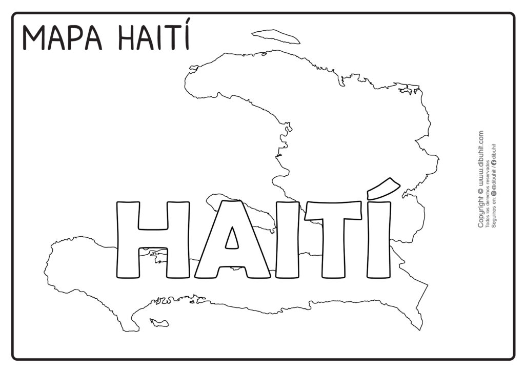 Dibujo de mapa y nombre de haiti para colorear