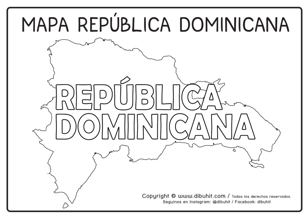 Dibujo de mapa y nombre de republica dominicana para colorear