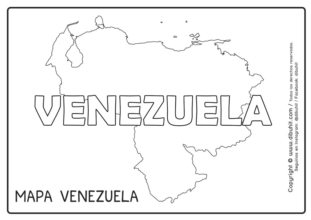 Dibujo de mapa y nombre de venezuela para colorear