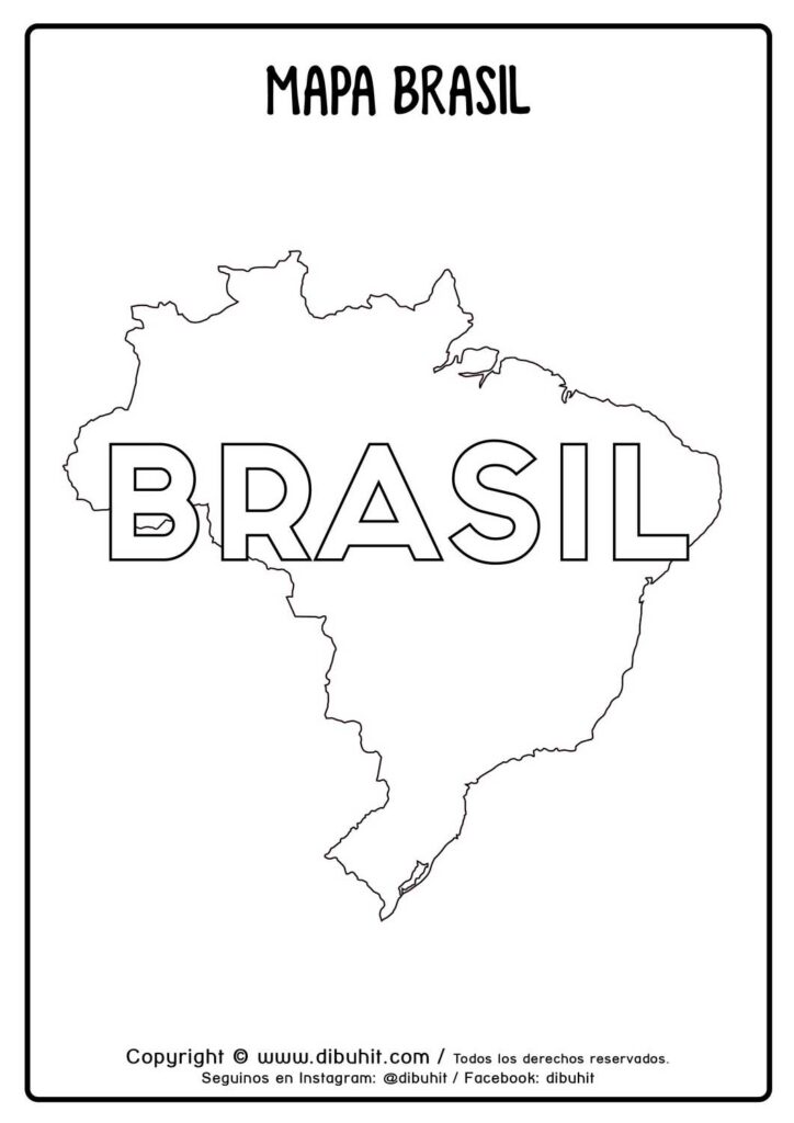 Dibujo de mapa y nombre de brasil para colorear