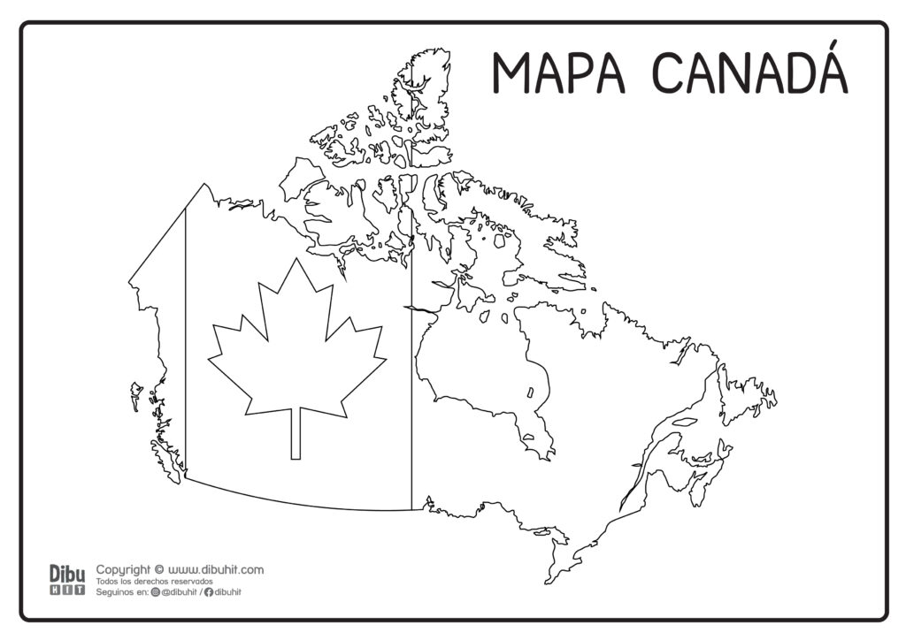 Dibujo de mapa y bandera de canada para colorear