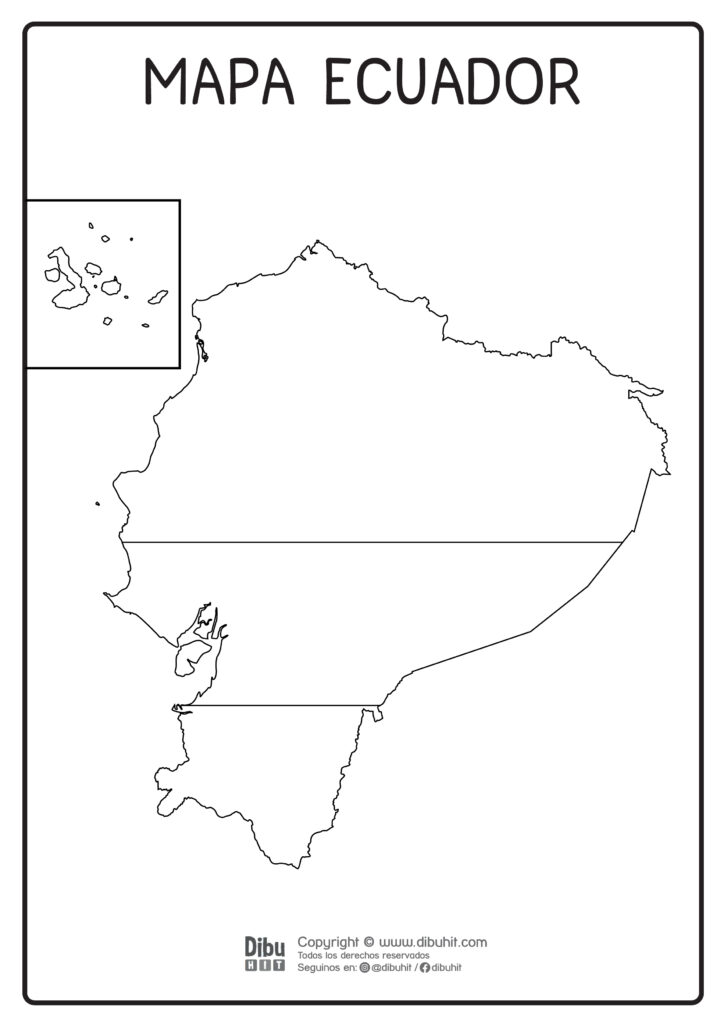 Dibujo de mapa y bandera de ecuador para colorear