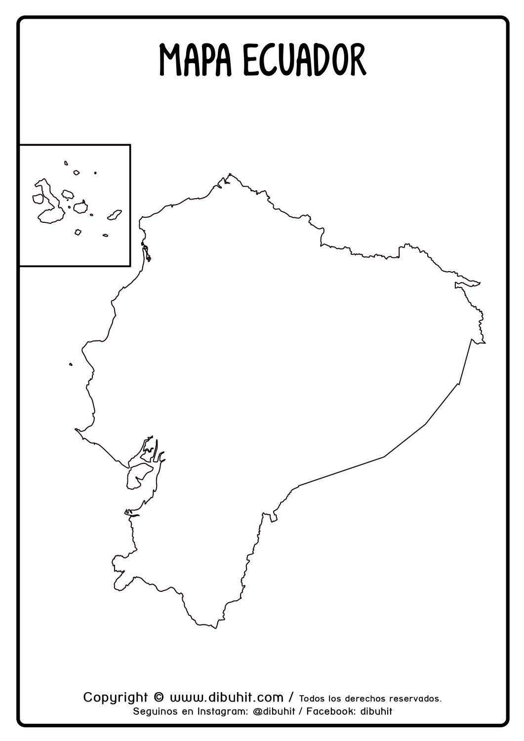 Dibujo de mapa de ecuador para colorear