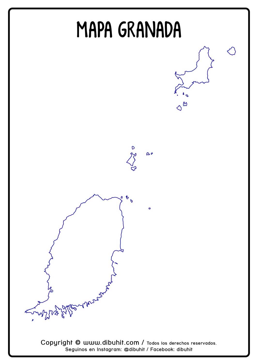 Dibujo de mapa de granada para colorear