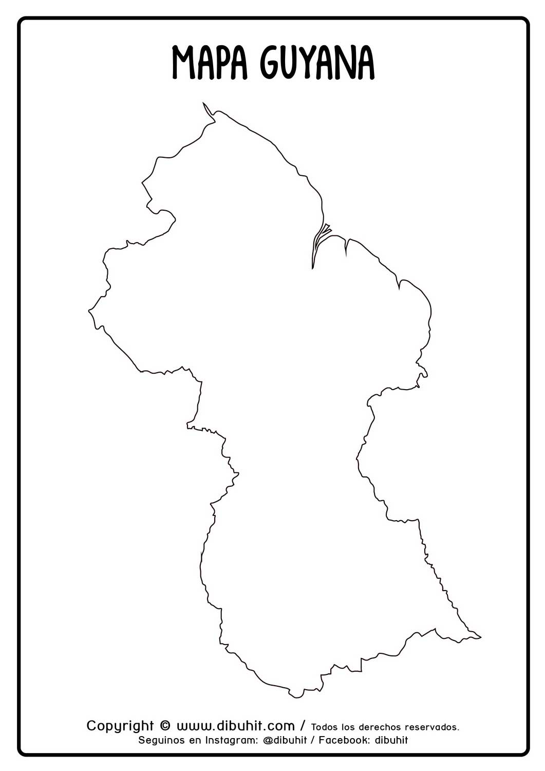 Dibujo de mapa de guyana para colorear