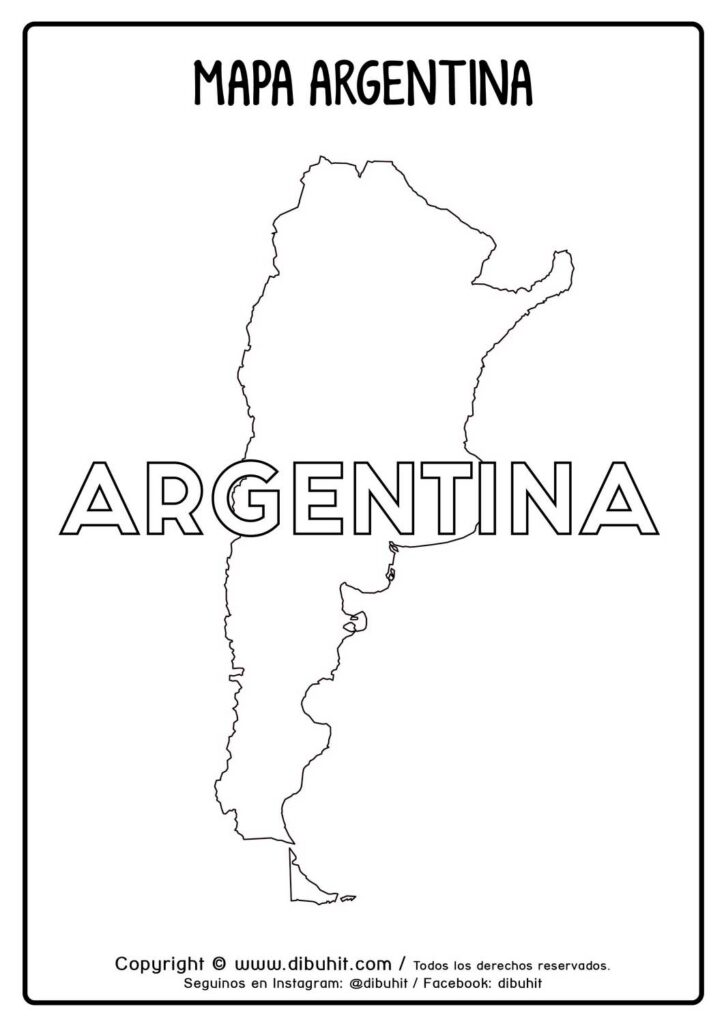 Dibujo de mapa y nombre de argentina para colorear