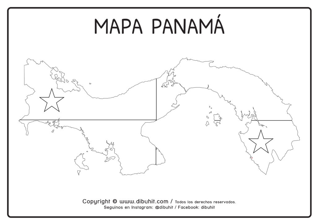 Dibujo de mapa y bandera de panama para colorear