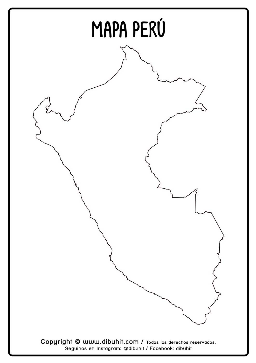 Dibujo de mapa de Peru para colorear