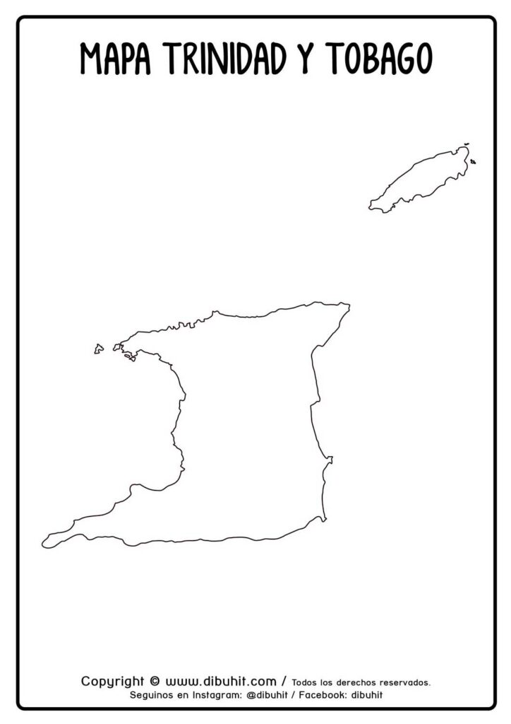 Dibujo de mapa de trinidad y tobago para colorear