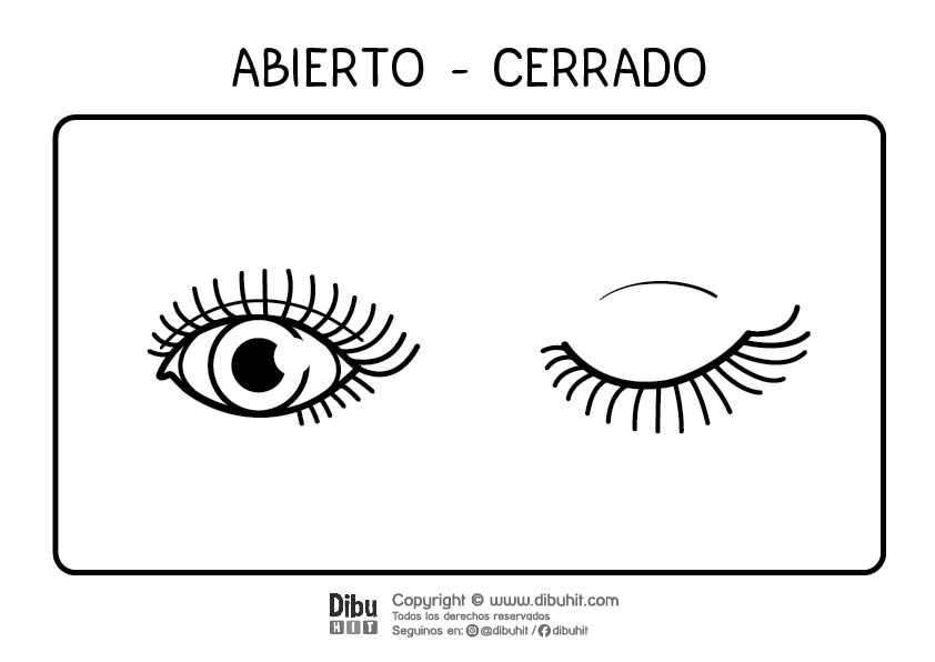 Dibujo de opuestos para colorear con ojos