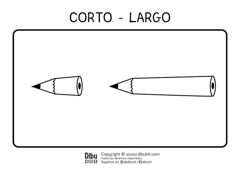 Dibujo de opuestos para colorear corto largo con lapices