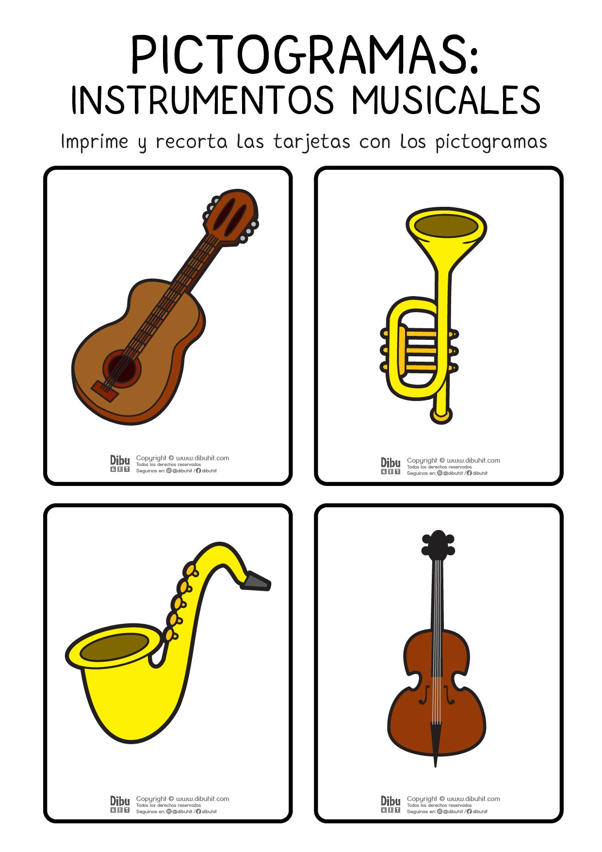 pictograma instrumentos musicales guitarra trompeta saxo violin