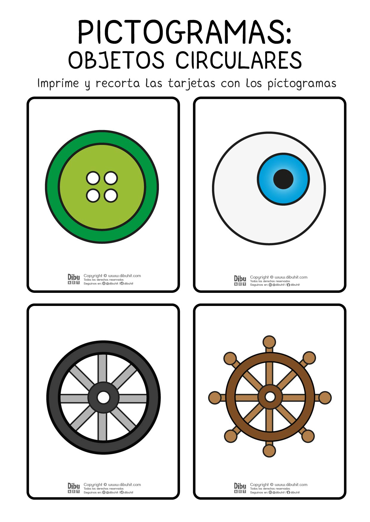pictograma objetos circulares boton rueda ojo timon