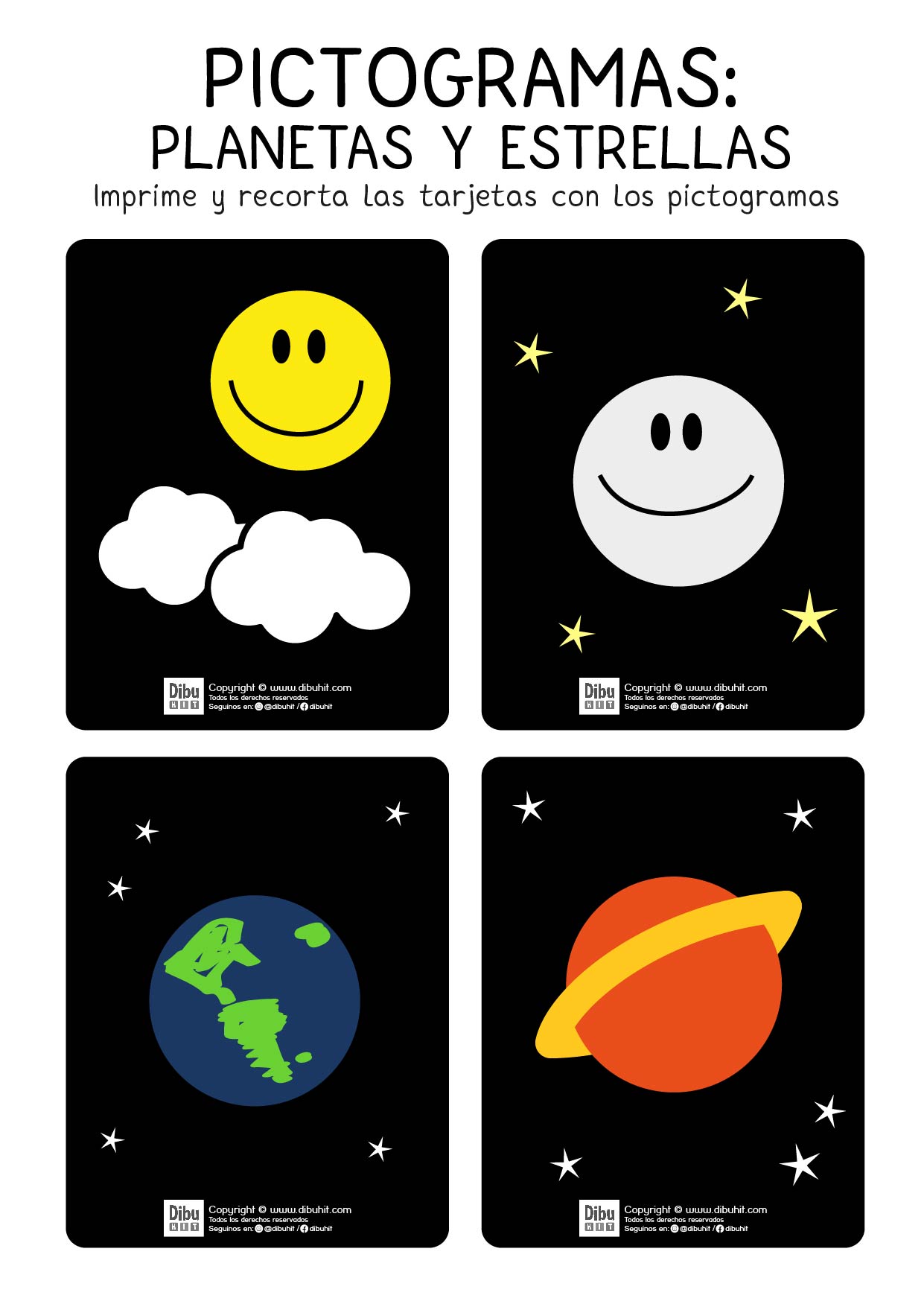pictograma planetas y estrellas