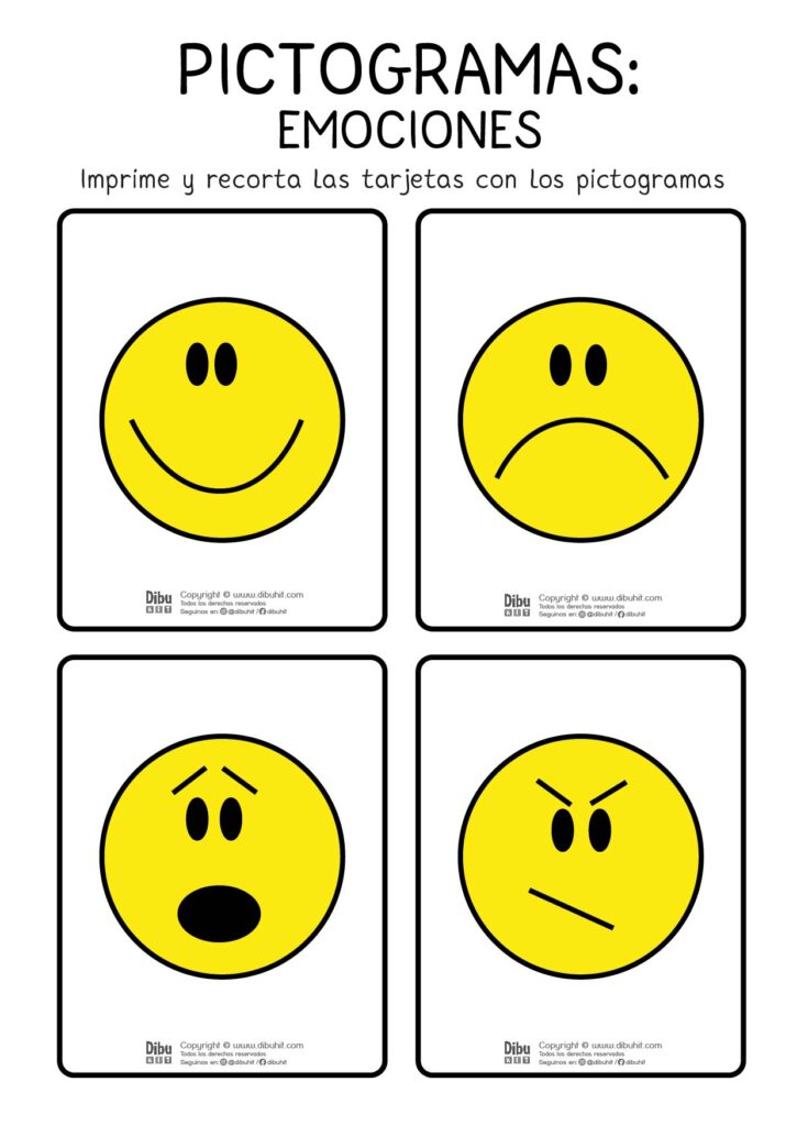 pictogramas emociones triste contento sorprendido sospechando