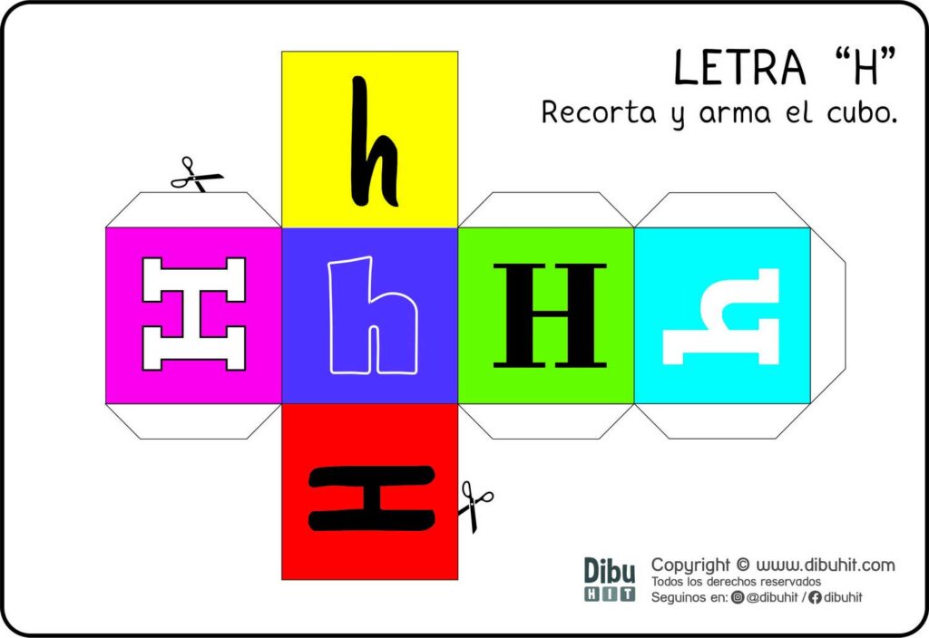 Cubo para imprimir y armar con la letra h