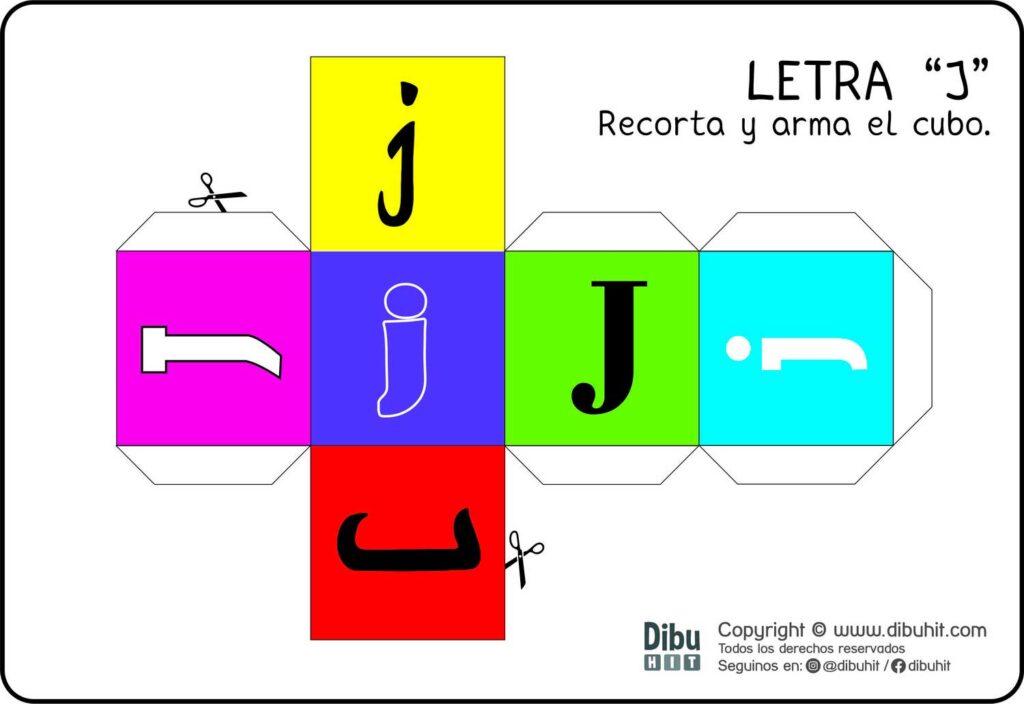 Cubo para imprimir y armar con la letra j