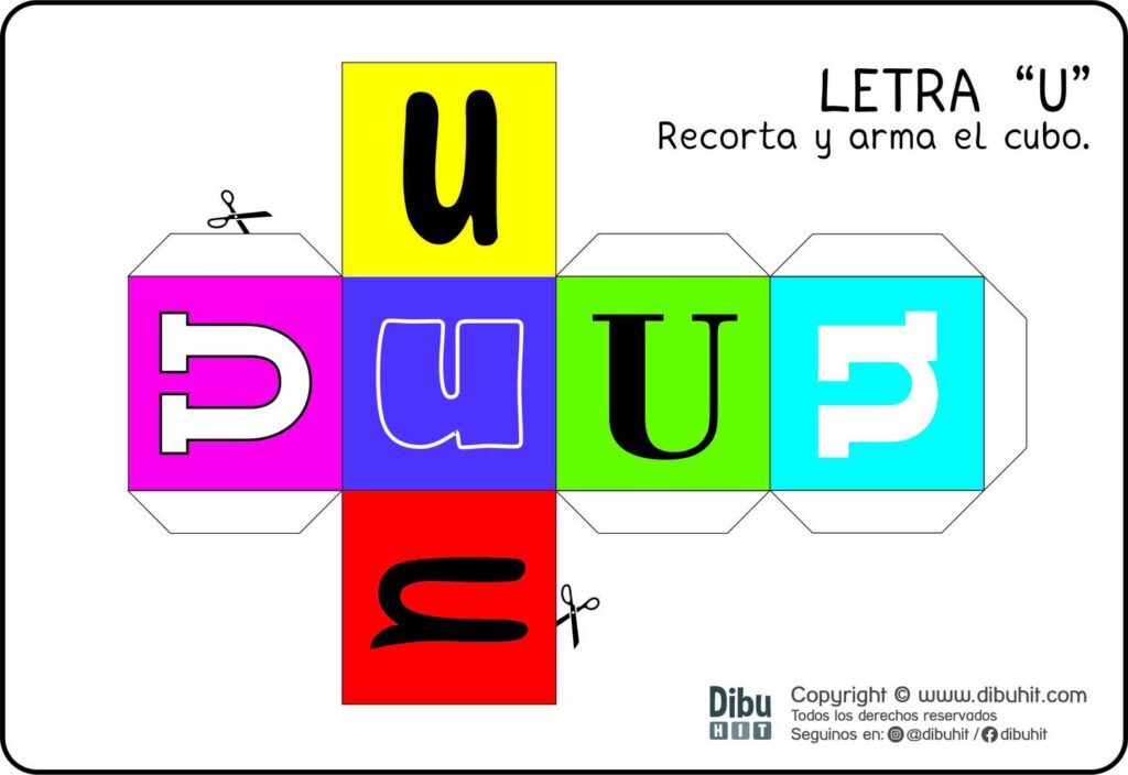 Cubo para imprimir y armar con la letra u