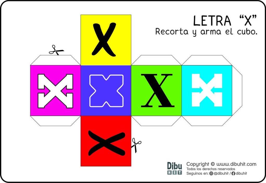 Cubo para imprimir y armar con la letra x