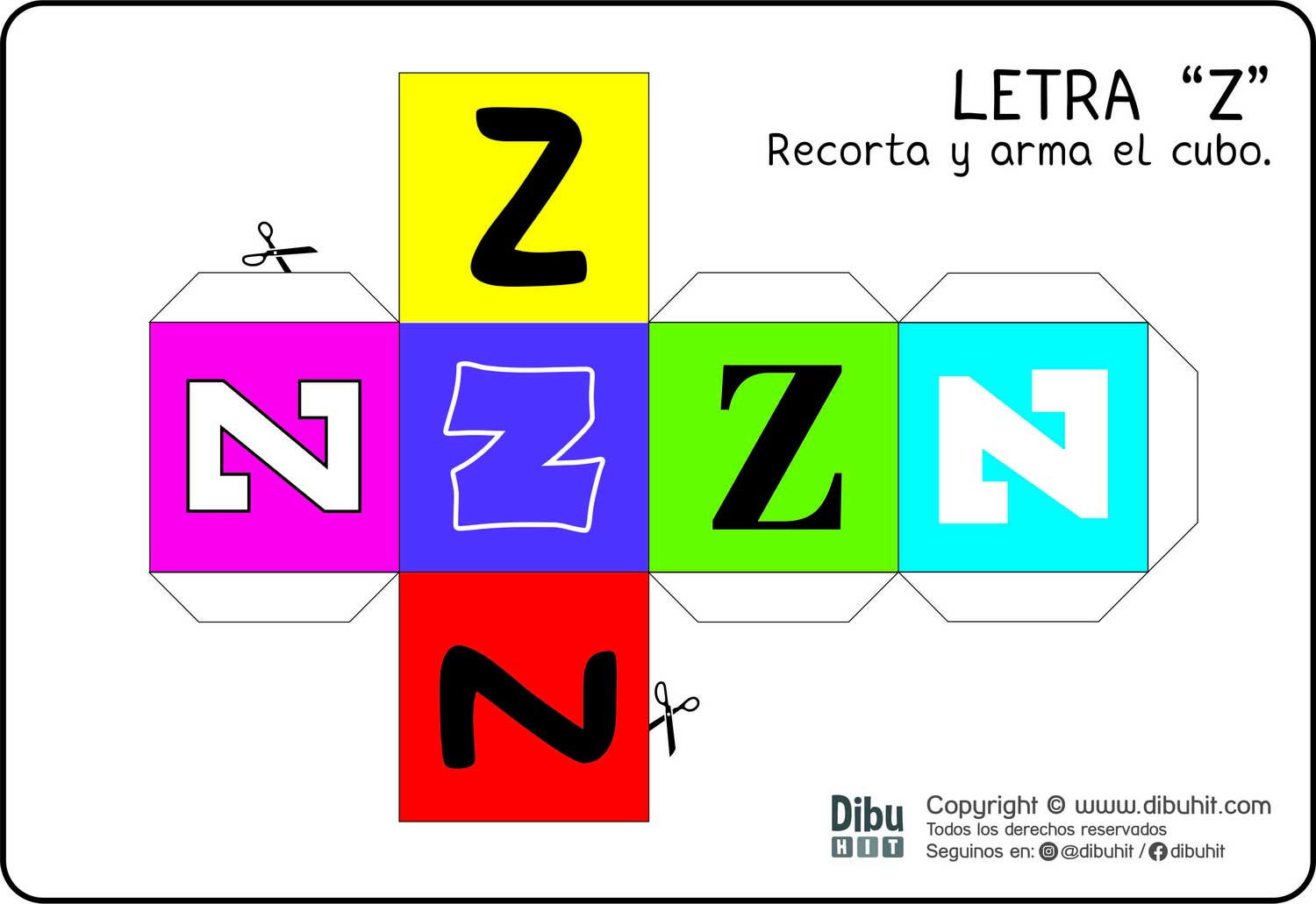 Cubo para imprimir y armar con la letra z