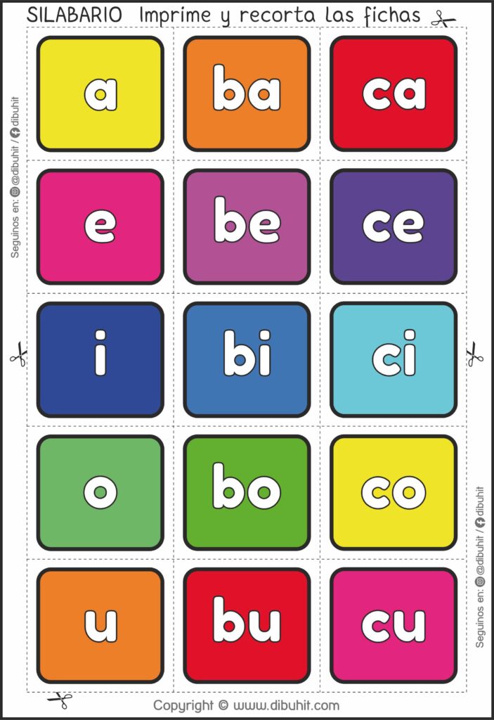 Silabario fichas colores silabas