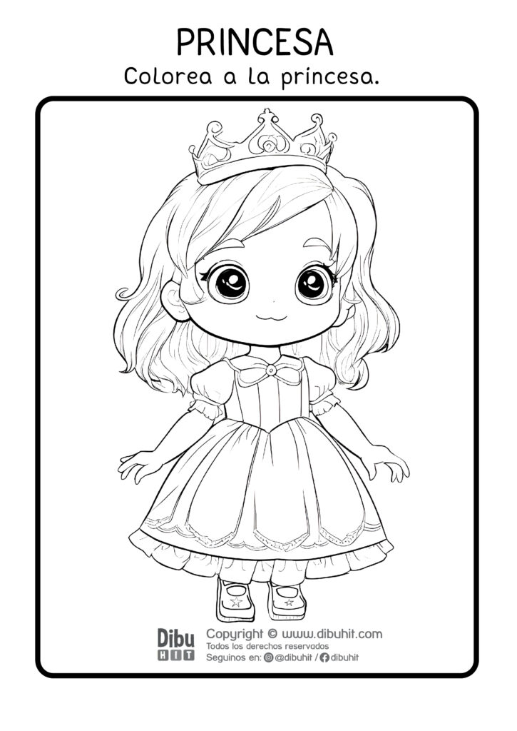 Niña Princesa para colorear #2 – DibuHit