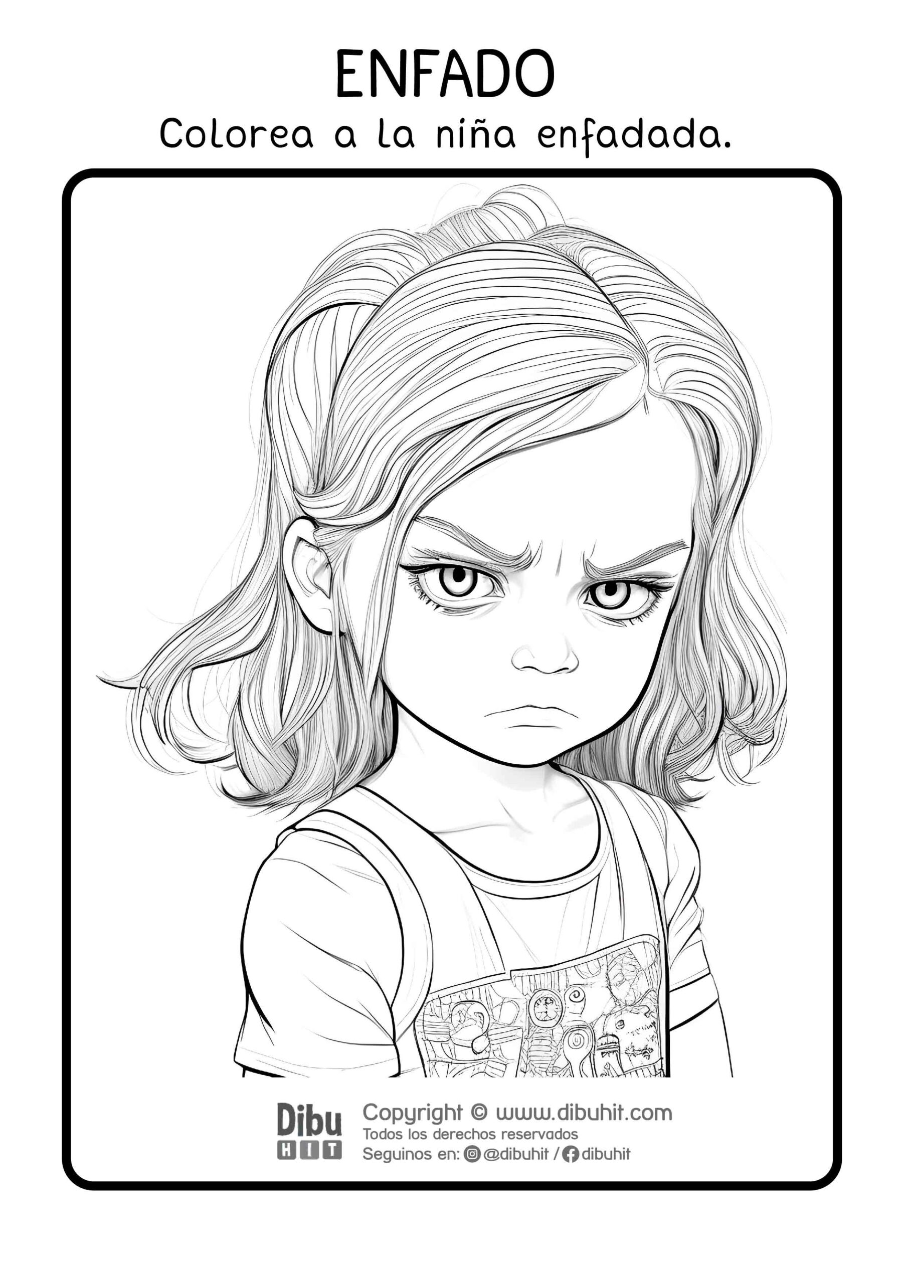 Dibujo de emociones niña con enojo